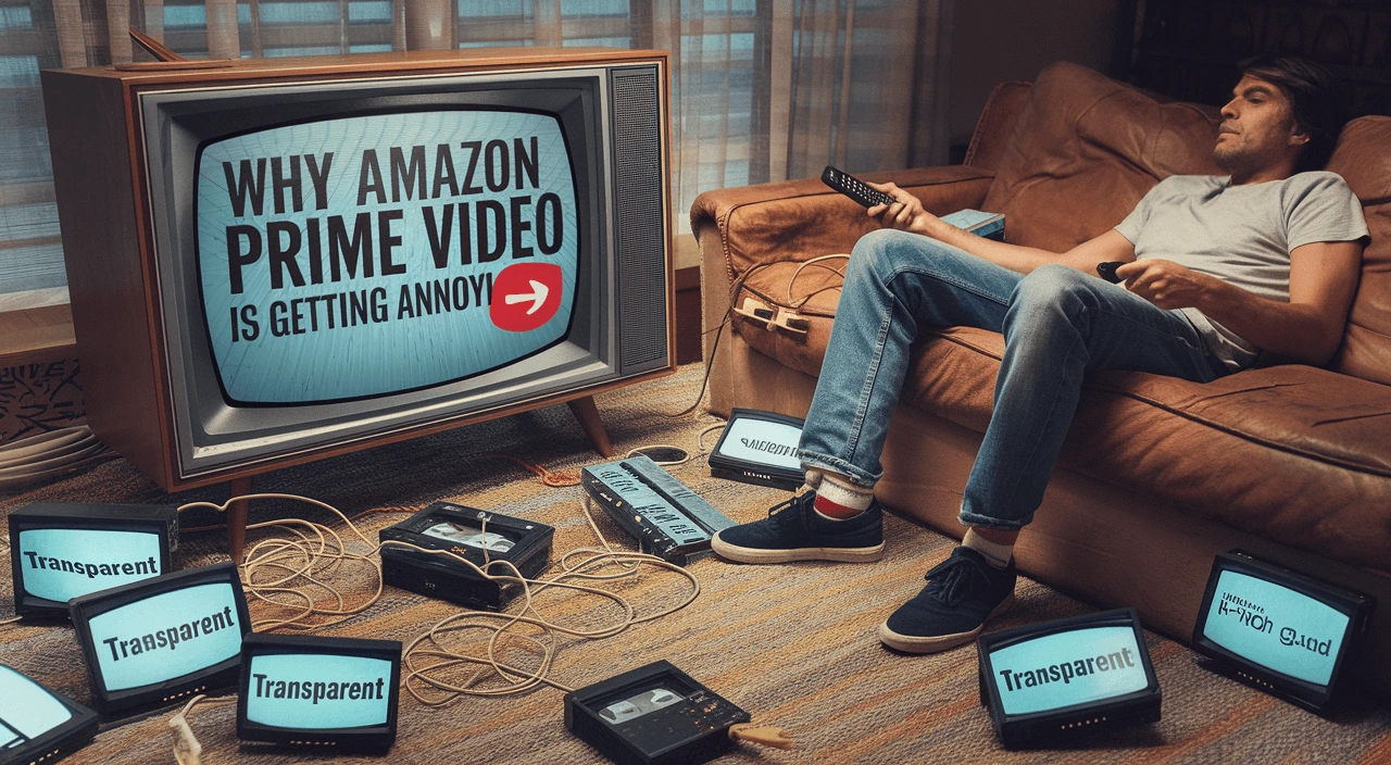 rustrated viewer surrounded by screens highlights Amazon Prime Video issues